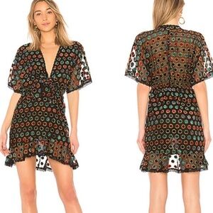 House of Harlow 1960 x Revolve Cruz Metallic Dot High Low Dress Black Sz XS